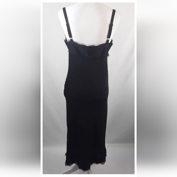 Rebecca Minkoff Black Lace Trim Midi Slip Dress Size M & S NWOT - Picture 2 of 16
